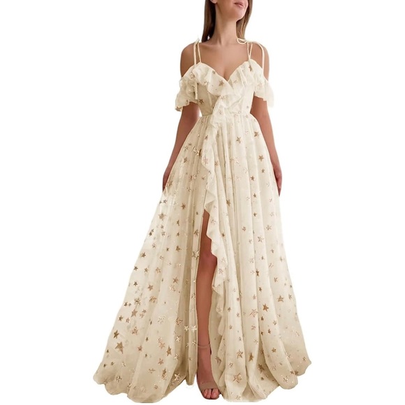 Dresses & Skirts - Women’s long off the shoulder starry formal gown